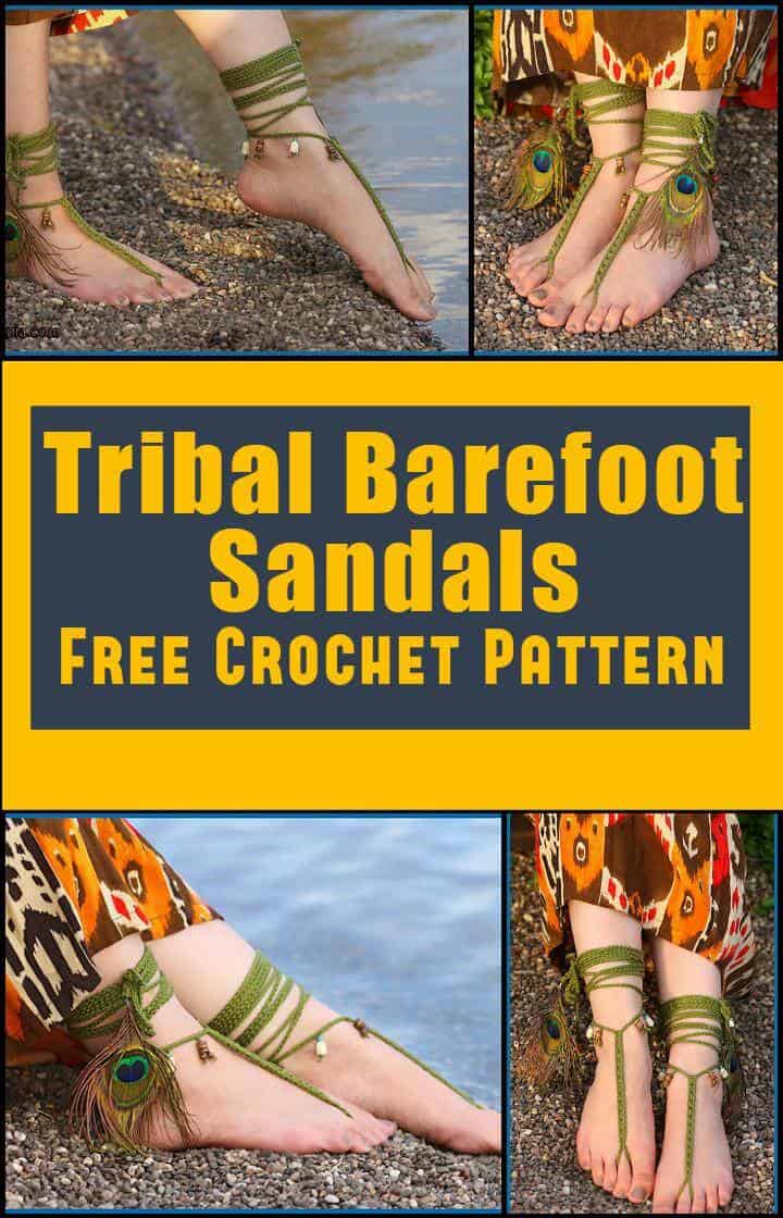 Sandalias descalzas tribales Patrón de ganchillo gratis